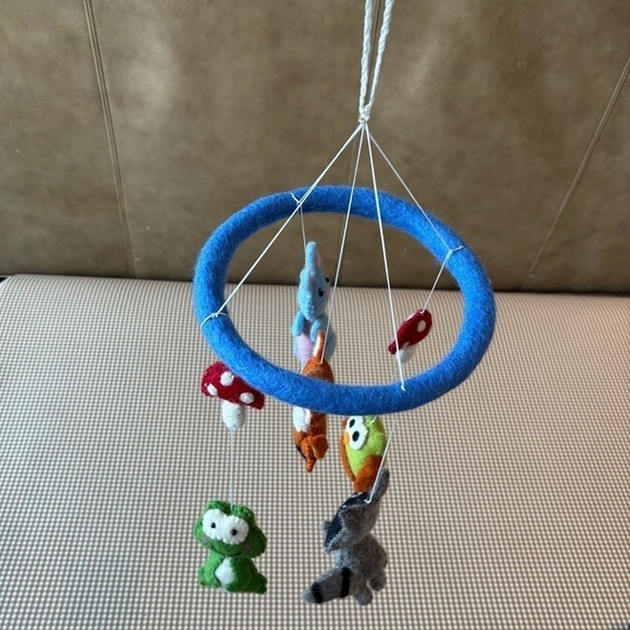 Woodland Animals mushroom nursery mobile handmade Fair trade Felt. Multicolor - Picture 2 of 13